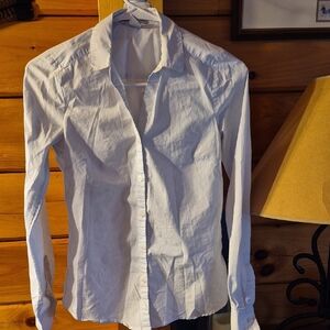 Classic H&M Light Blue And White Women's Shirt. Size 2.